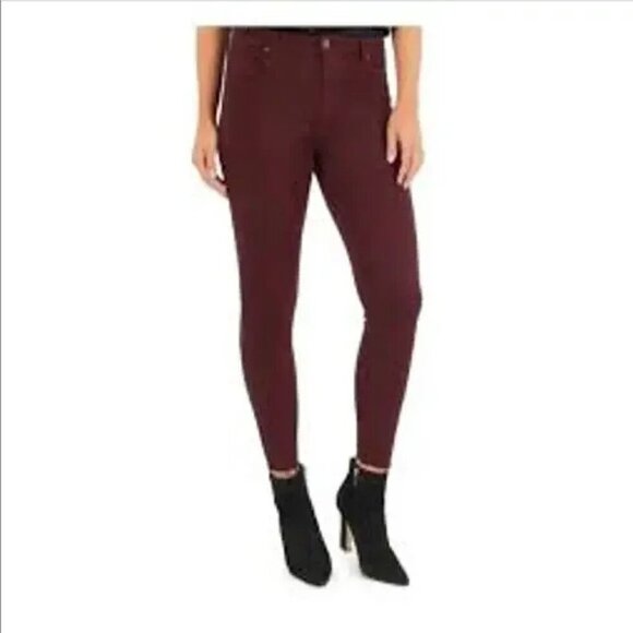 Kut from the Kloth Pants - Women's 2 Kut From The Kloth Pants Donna High Rise Ankle Skinny Burgundy Raw Hem